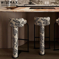 WISEMAX FURNITURE Chaise de bar design moderne pour la maison cadre en acier inoxydable chenille tissu siège éponge tabouret de bar pour café boutique
