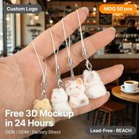 Porte-clés en peluche floquée personnalisé en usine, OEM ODM, breloque de téléphone chat, mouton, poussin, pendentif de sac avec logo personnalisé