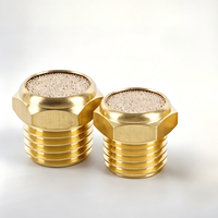 Silencieux pneumatique BSL à tête plate en laiton et bronze fritté, filetage mâle, pour soupape solénoïde et raccord pneumatique