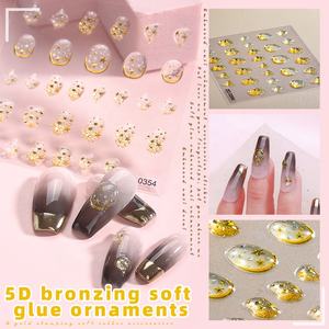 도매 럭셔리 블루 나비와 꽃 네일 아트 데칼 호일 팝 손가락 사용자 정의 골드 5D 매니큐어 스티커 디자이너 브랜드 - Product Image 5