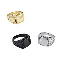 Eropa Amerika Serikat Pemandangan Dingin Persegi Segel Kaca Niche Kepribadian Sederhana Polos Cincin Perhiasan Tangan Aksesori Unisex K-R794