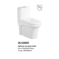 WC monobloc à siphon silencieux pour projets de salle de bain d'appartement, WC en céramique blanche avec finition brillante, système de chasse d'eau silencieux et puissant