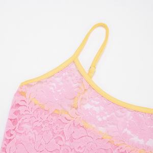 Viviblook D25TP290 Ladies Outfits Sexy <b>Crop</b> <b>Top</b> for Women New Lace Color Blocking Hollow Tank <b>Top</b> for Ladies - Product Image 5