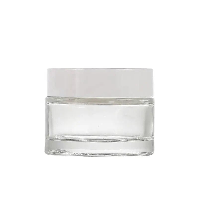 Hot sale Body scrub container frosted Cream glass jar cosmetic glass jars skincare packaging glass jar with white cap