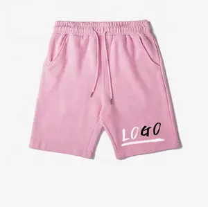 Bóxer de algodón con LOGO personalizado bordado para hombre, pantalones cortos deportivos informales de alta calidad, venta al por mayor