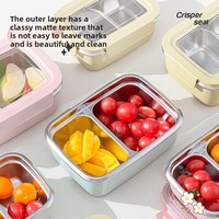 Boîte de conservation des aliments pour réfrigérateur Conteneurs alimentaires réutilisables Boîte à lunch Boîte à bento en acier inoxydable pour adultes Conteneur à lunch
