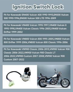 สวิตช์กุญแจสตาร์ทพร้อมกุญแจ ใช้ได้กับ <span class=keywords><strong>Kawasaki</strong></span> <span class=keywords><strong>Vulcan</strong></span> <span class=keywords><strong>400</strong></span> 500 800 900 |   ใช้ได้กับ EN400 EN500 VN400 VN800 VN900, คลาสสิค 27005-0032 - Product Image 2