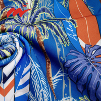 Tissu extensible 4 directions à imprimé tropical pour l'extérieur, 92% polyester, 8% élasthanne, motif cocotier bleu, surf, hawaïen, tissé, pour les vacances
