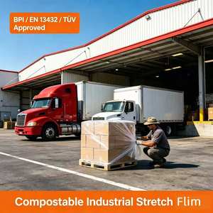 Film étirable compostable éco-responsable, protection anti-perforation extra résistante, bande de conditionnement pour entrepôt <span class=keywords><strong>à</strong></span> haute adhérence - Product Image 2