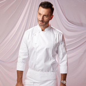 Ropa de trabajo de chef de manga larga tela tejida Otoño Invierno Hotel Catering restaurante uniformes de cocina para Bar restaurante - Product Image 6
