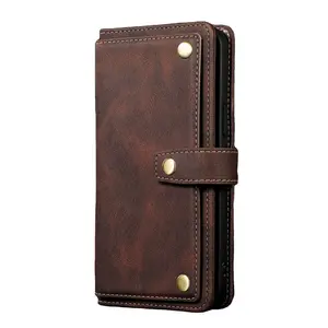 Brown Premium Pu Leather Case Flip Cover Phone Wallet Case Covers With Card Slot Holder for iPhone 14 Plus