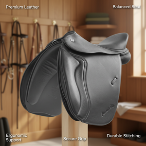 Silla de Montar de Cuero Premium para Doma Clásica, para Competiciones de Doma, Entrenamiento Avanzado, Escuelas de Equitación, Negra y Marrón - Product Image 2