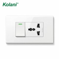 Plaque murale à faible production de chaleur avec interrupteur à bouton unique et prise universelle à 3 broches, module double 120 16A 250V blanc PC pour hôtel