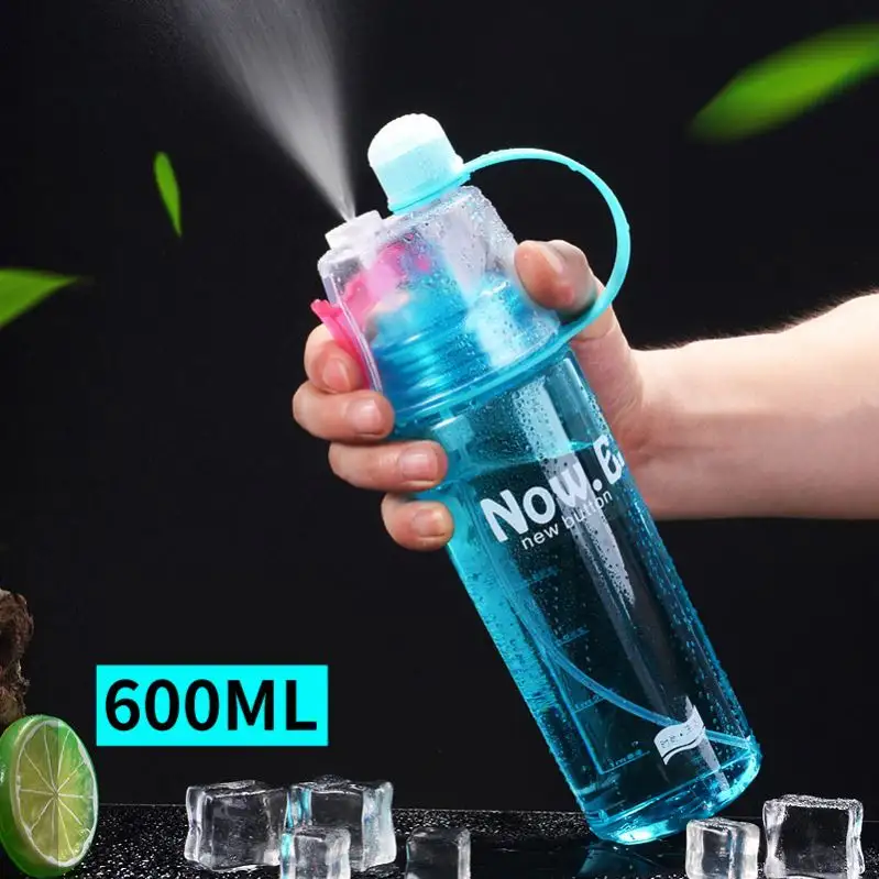 Bottiglia di acqua personalizzata per sublimazione nebbia carina Bpa gratis riutilizzabile per bambini motivazionale palestra sport in plastica bottiglia d'acqua con Spray