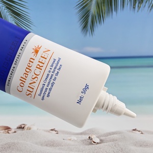 Impresión personalizada al por mayor de logotipos de marca para protector solar con colágeno SPF50, crema facial protectora en tubo súper ovalado con tapa de rosca, tubo de plástico. - Product Image 6