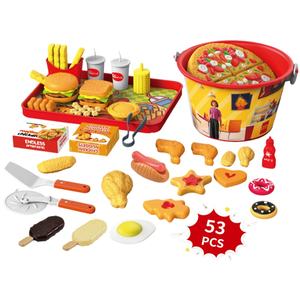 Игровой набор «Мини-еда»: гамбургеры, пицца, имитация еды для детских ролевых игр, реквизит для ресторана и домашней кухни - Product Image 1