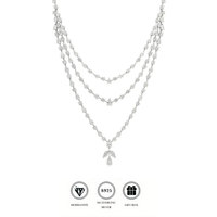 Collana da Sposa con Pendente a Goccia VVS in Argento S925 Placcato Oro 18K, Catena Figaro a Strati Multipli con Moissanite GRA Taglio Brillante a 3 Strati