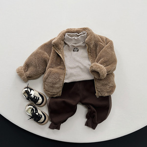 Veste zippée en polaire <span class=keywords><strong>sherpa</strong></span> chaude d'hiver unisexe, pull en fourrure pour tout-petits, enfants, bébés garçons et filles - Product Image 3