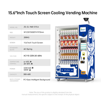 Distributeur automatique de boissons et de snacks, mini, avec paiement par espèces/carte/code QR, SDK activé, gestion cloud, écran tactile 15,6 pouces, compresseur 300-600.