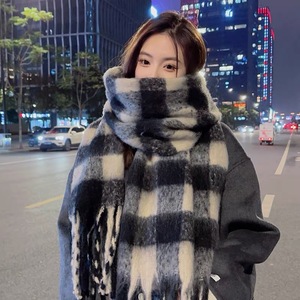 Bufanda gruesa larga a cuadros de Cachemira de gama alta para Otoño e Invierno para mujer, combina con todo, secado rápido para exteriores y uso diario - Product Image 1