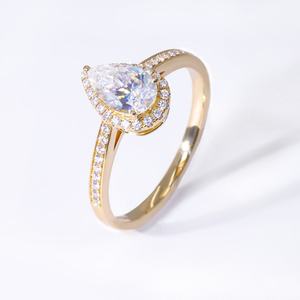 แหวนหมั้นเพชรโมอิสซาไนต์ทรงลูกแพร์คุณภาพสูง 1 กะรัต ประดับด้วยทองคำแท้ 18k สำหรับงานแต่งงาน - Product Image 2