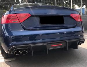 Audi A5 S5 B8 2008 2009 2010 2011 için Gerçek Karbon Fiber Difüzör 2 4 Kapılı Arka Tampon Splitter Dudak Işıklı - Product Image 6
