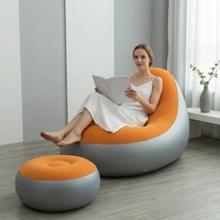Canapé gonflable pliable en caoutchouc floqué, fauteuil inclinable, ensemble de meubles d'intérieur et d'extérieur