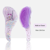 Nouvelle Brosse à Cheveux Transparente Anti-Nœuds, Démêlante, à Dents Souples, Motif Dessin Animé Mignon, en Plastique, pour Enfants, Usage Domestique