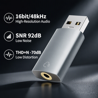 Carte son externe HiFi blindée en alliage d'aluminium avec prise USB-A et jack 3,5 mm, 500 mA, compatible multi-OS, OEM ODM, fournie par l'usine