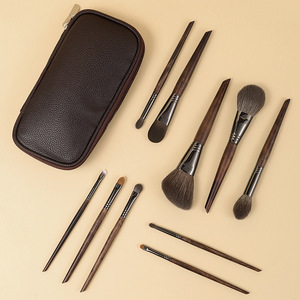 10pcs Pony Hair Makeup Brush Set Wood Handle Bag Powder Foundation Fluffy Face <b>Eye</b> Eyeshadow Blending Cosmetic Brushes Kit - Product Image 2