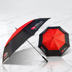 Customized Color Logo Printing Pattern Straight Modern Promotional Double Canopy <b>Windproof</b> Golf <b>Umbrella</b> 130cm Open Diameter - Product Image 4