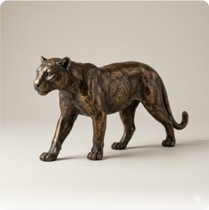 Escultura Antigua de Pantera de Hierro con Acabado en Bronce, Decoración de Lujo para Vestíbulo, Proyecto Test <span class=keywords><strong>A21</strong></span> - Product Image 3
