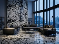 Dalle Exotique Naturelle Brésilienne Alaska White Polie, Pierre Crème Blanche avec Veines Noires pour Comptoir de Cuisine de Luxe et Revêtement Mural