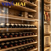 Armoire à vin multifonctionnelle en acier inoxydable noir YINGHAI avec éclairage LED pour salon, salle de thé, villa, hôtel, restaurant, bureau
