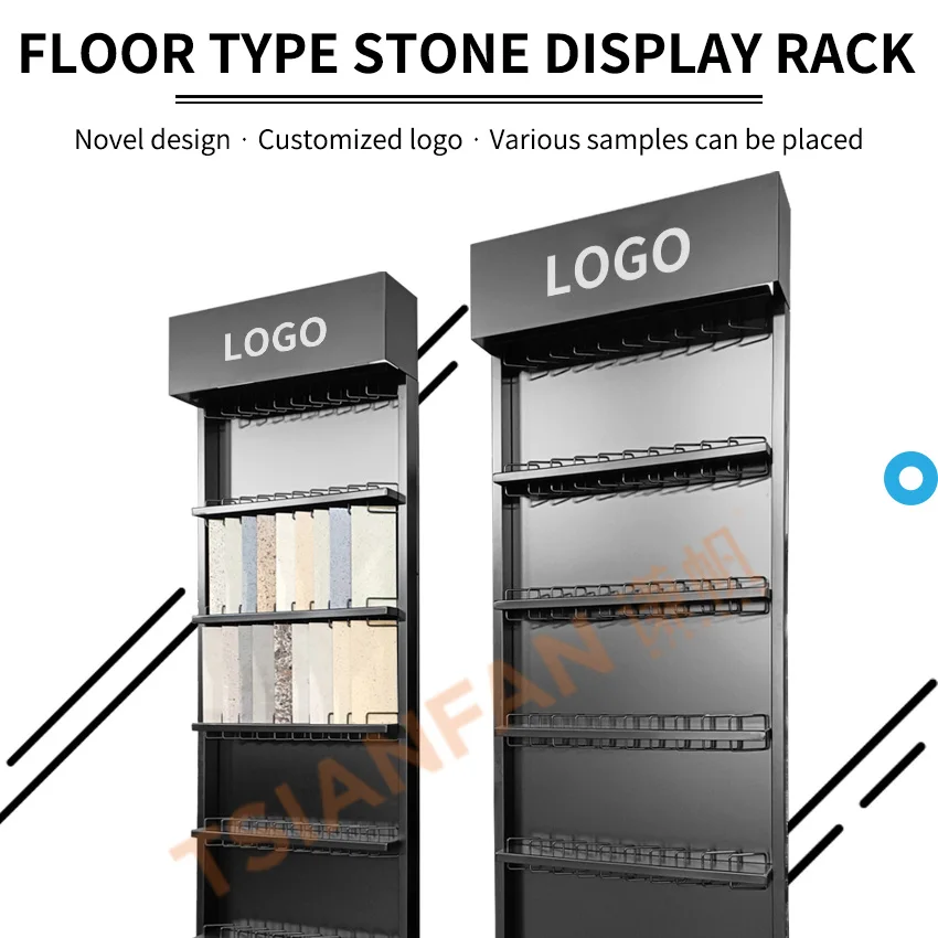 Tsianfan Floor Standing Granite Displays Metal Frame Cabinet Sample Quartz Floors Tile Stand Tower Marble Stone Display Rack