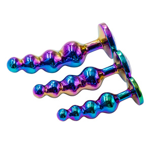 ของเล่นทางทวารหนักขายดี สีรุ้ง ชุดลูกปัดโลหะสแตนเลสพร้อมอัญมณี - Product Image 6