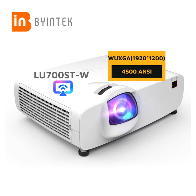 BYINTEK Laser Light Projector LU700ST-W 4500 ANSI Lumens 1080P 3LCD Wireless Business Projector Wireless Smart TV Projector