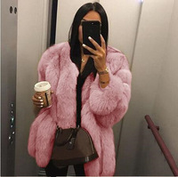 Parka d'hiver élégante pour femme, en fausse fourrure de renard, luxueuse et écologique, 100% polyester