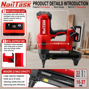<span class=keywords><strong>Cloueur</strong></span> à béton sans fil 20V à batterie lithium, qualité industrielle 100J NailTask DCCN100X2, pour l'installation de rayonnages et étagères - Product Image 3