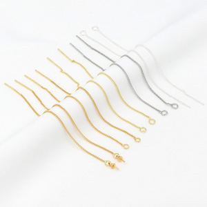 Cadena para pendientes de cobre chapada en oro de 18 quilates, cadena para pendientes de oro de 14 quilates, accesorios para pendientes de cadena plana soldada, A55 - Product Image 1