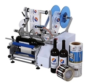 Machine d'étiquetage alimentaire électrique semi-automatique pour bouteilles à surface plane avec collage double face et emballage en bois