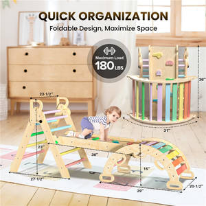 Ahşap kapalı oyun alanı seti katlanabilir Piklers üçgen tırmanıcı Montessori yürüyor Pickler slayt tırmanma oyuncaklar ile Set - Product Image 6