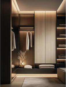 Armoire de chambre à coucher en bois massif pliable, style simplicité italienne, design personnalisé professionnel, couleur foncée - Product Image 5