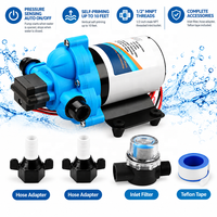 Pompa Air RV Biru 12 Volt Pompa Diafragma Laut Self Priming Filter Inline Fitting Selang Otomatis On/Off Camper