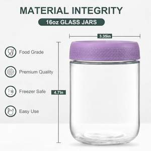 Frascos de Vidrio de 16 oz para Almacenamiento de Alimentos con Tapas Herméticas, Frascos de Boca Ancha Tipo Mason para Avena, Yogur, Bocadillos, Ensaladas, OEM, ODM Disponibles - Product Image 5