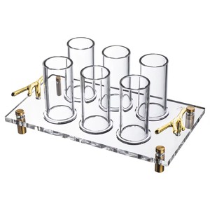 Fábrica <span class=keywords><strong>de</strong></span> acrílico con borde dorado transparente circular, <span class=keywords><strong>diseño</strong></span> moderno simple personalizado, tazas y platillos <span class=keywords><strong>de</strong></span> vidrio clásicos Lucite - Product Image 5