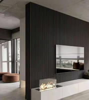 Panneau mural WPC à grain de bois 3D moderne pour la décoration intérieure, mur de fond pour salon