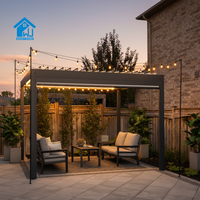 Sweet Home Freistehende Aluminium-Gartenpergola mit Motorisiertem Verstellbarem Dach, Wasserdichtes Bioklimatisches Vordach im Antik-Stil