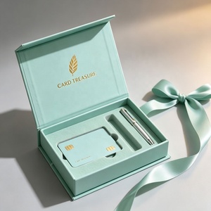 Manufacture Premium Custom Light Grey Stationery Box Magnetic Vip Credit <b>Card</b> Pen Box With Gold Foil Elegant Logo Packaging - Product Image 3