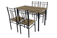 Table de salle à manger 5 pièces en MDF + PVC et revêtement en poudre avec 4 chaises pour salle à manger DS-312